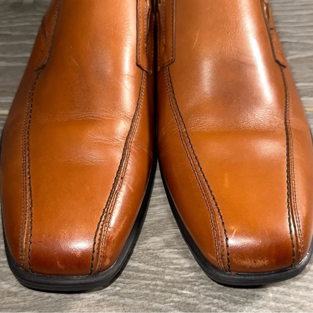Florsheim Kids Boys Reveal Loafers Brown Leather Bike Toe Slip On Shoes Size 5M